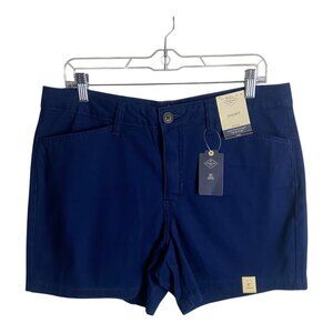 St John's Bay Women's Size 12 Mid Rise Easy Fit Though Hip Thigh Navy Blue 5"
